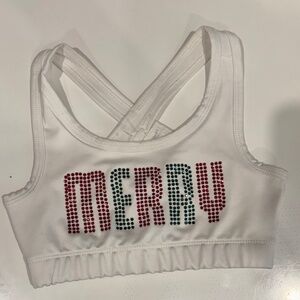 Rhinestoned Christmas Sports Bra cheer